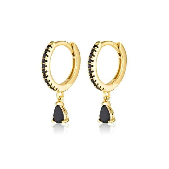 18K Gold Plated Tear Drop Small Hoop Earrings - Picture 1 of 9